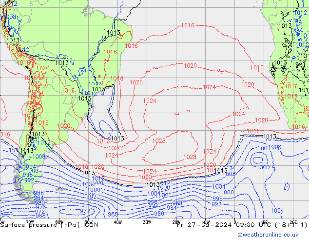 pressão do solo ICON Sex 27.09.2024 09 UTC