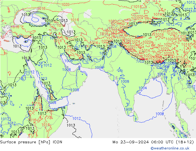 приземное давление ICON пн 23.09.2024 06 UTC