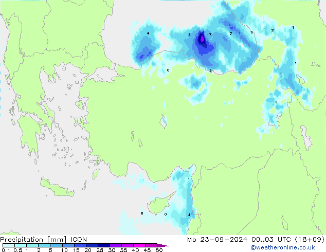 Precipitación ICON lun 23.09.2024 03 UTC