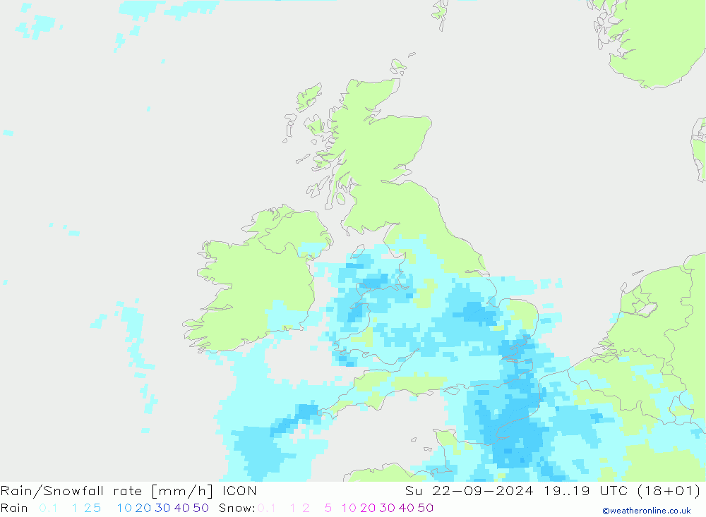 Rain/Snowfall rate ICON nie. 22.09.2024 19 UTC