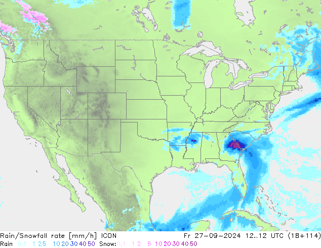 Rain/Snowfall rate ICON vie 27.09.2024 12 UTC