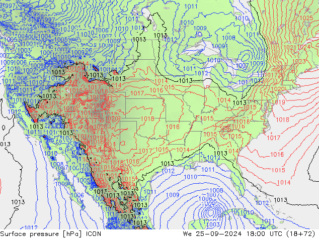 Surface pressure ICON We 25.09.2024 18 UTC