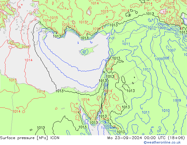 Pressione al suolo ICON lun 23.09.2024 00 UTC