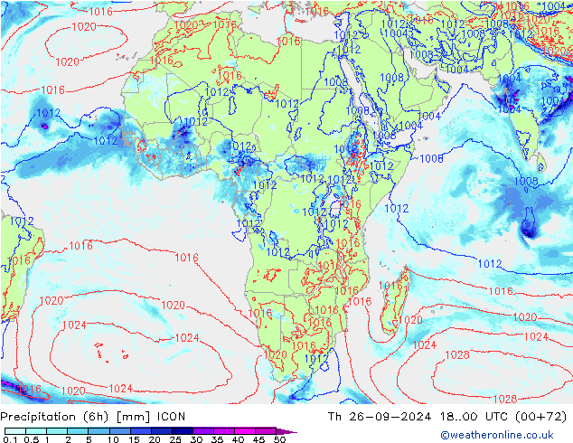 Precipitação (6h) ICON Qui 26.09.2024 00 UTC