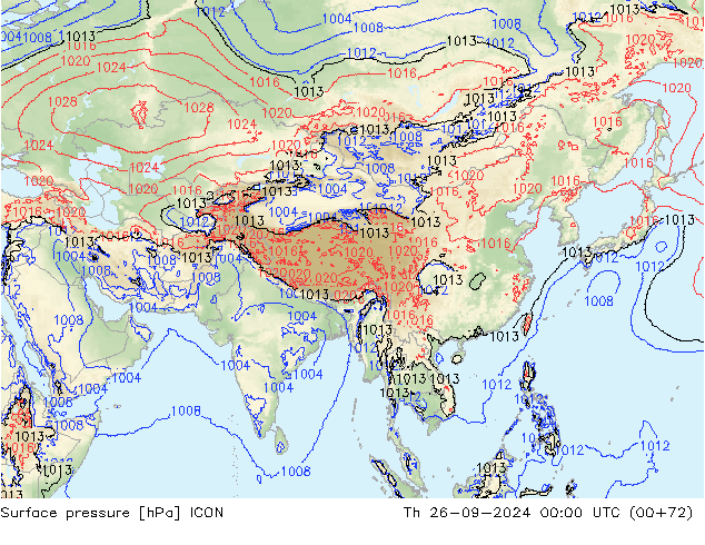 Yer basıncı ICON Per 26.09.2024 00 UTC