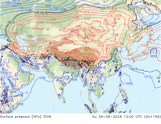 pression de l'air ICON dim 29.09.2024 12 UTC