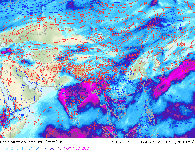 Precipitation accum. ICON Ne 29.09.2024 06 UTC