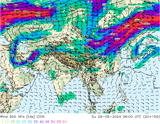 Wind 500 hPa ICON Ne 29.09.2024 06 UTC