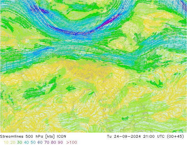 Stroomlijn 500 hPa ICON di 24.09.2024 21 UTC