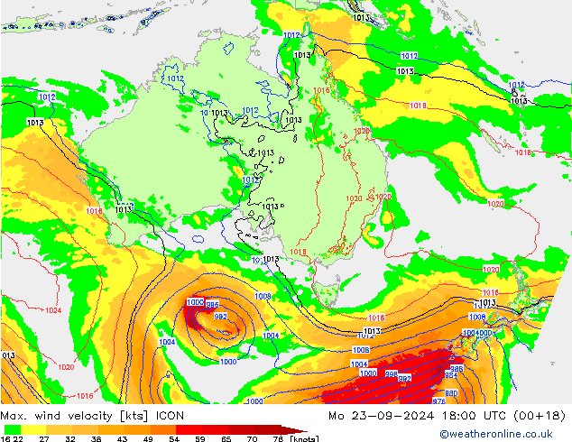 Max. wind velocity ICON Seg 23.09.2024 18 UTC