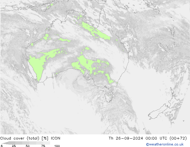 Nubes (total) ICON jue 26.09.2024 00 UTC