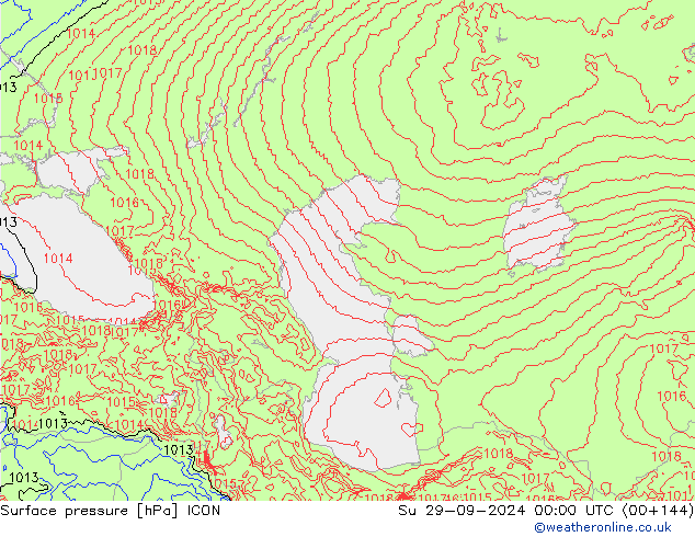 Surface pressure ICON Su 29.09.2024 00 UTC