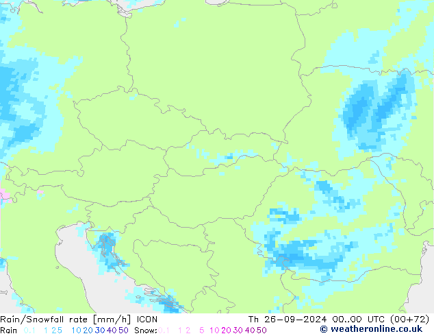 Rain/Snowfall rate ICON Qui 26.09.2024 00 UTC