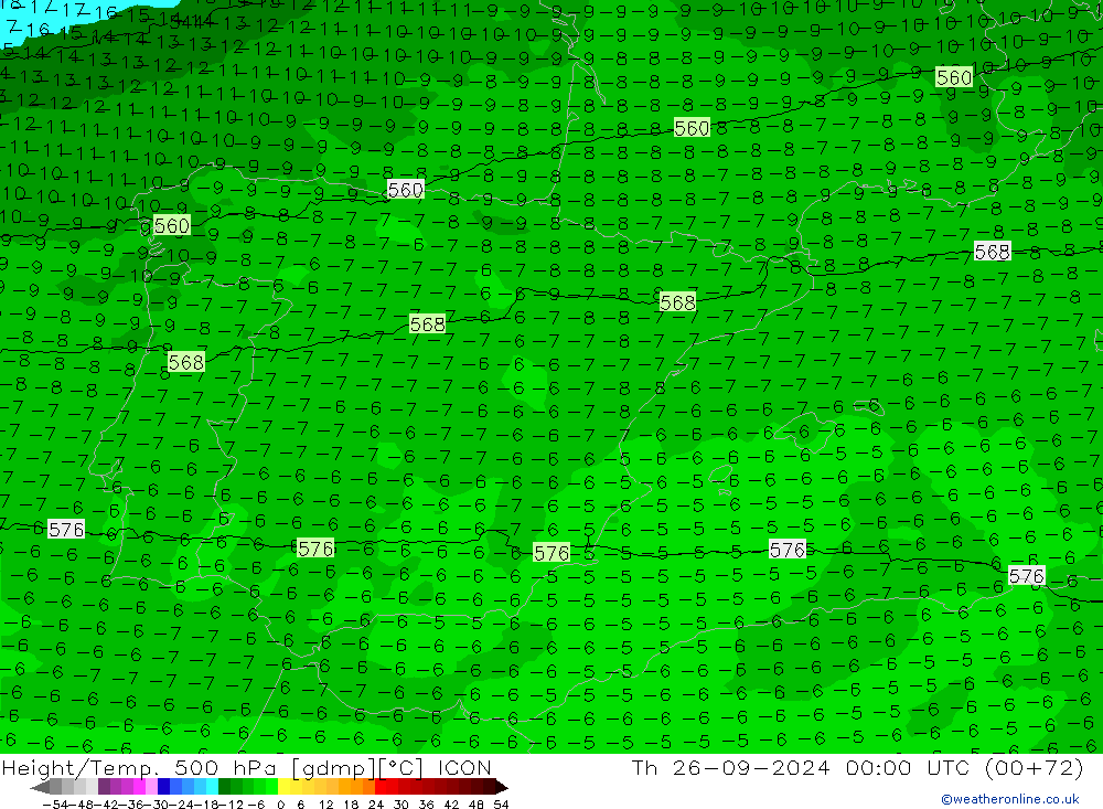 Géop./Temp. 500 hPa ICON jeu 26.09.2024 00 UTC