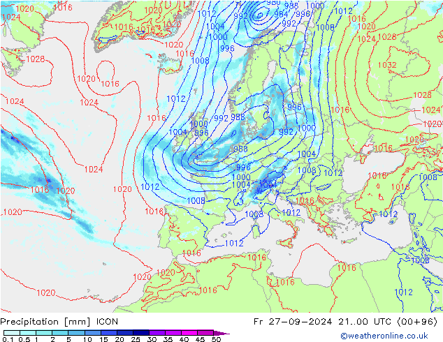 Precipitation ICON Fr 27.09.2024 00 UTC