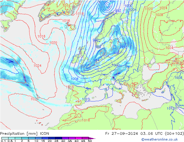 Precipitation ICON Fr 27.09.2024 06 UTC