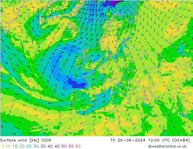 Bodenwind ICON Do 26.09.2024 12 UTC