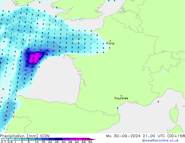 opad ICON pon. 30.09.2024 00 UTC