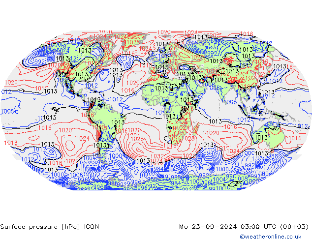 Luchtdruk (Grond) ICON ma 23.09.2024 03 UTC