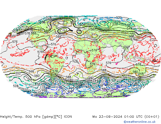 Height/Temp. 500 hPa ICON Seg 23.09.2024 01 UTC