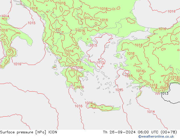 Luchtdruk (Grond) ICON do 26.09.2024 06 UTC