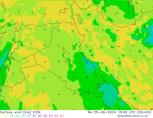 Surface wind ICON We 25.09.2024 15 UTC