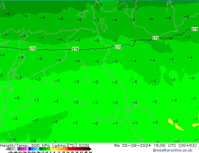 Height/Temp. 500 hPa ICON We 25.09.2024 15 UTC