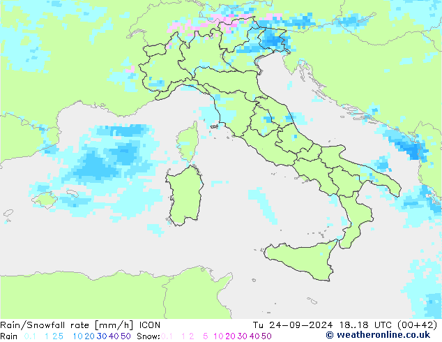 Regen/Sneeuwval ICON di 24.09.2024 18 UTC