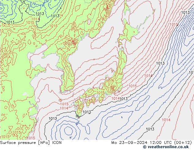 Presión superficial ICON lun 23.09.2024 12 UTC