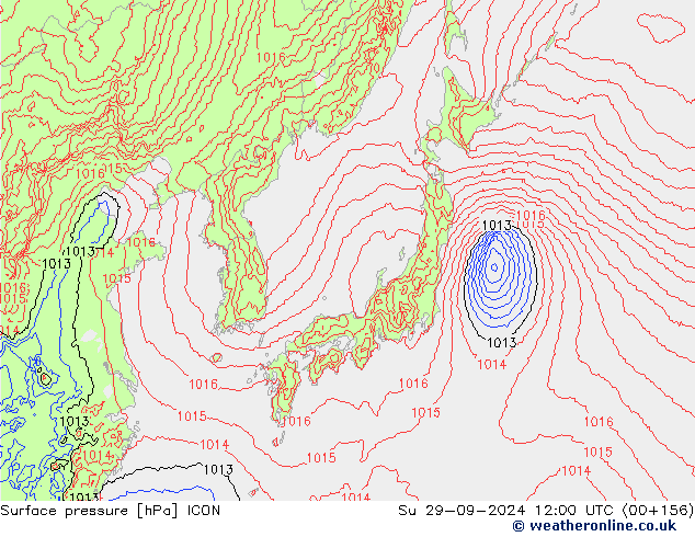 приземное давление ICON Вс 29.09.2024 12 UTC