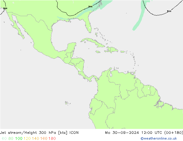 Jet stream/Height 300 hPa ICON Mo 30.09.2024 12 UTC