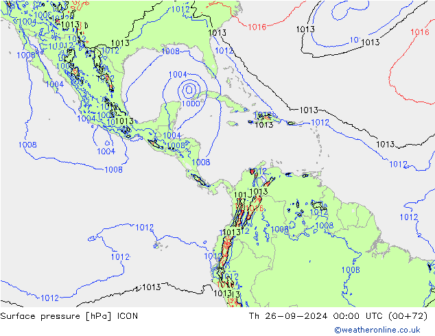 pressão do solo ICON Qui 26.09.2024 00 UTC