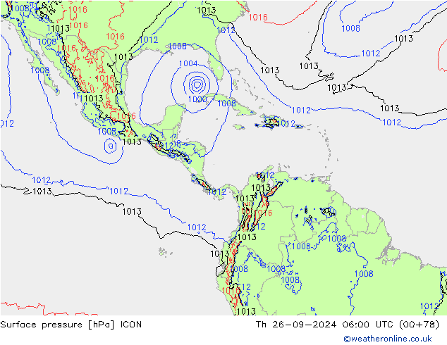 Surface pressure ICON Th 26.09.2024 06 UTC