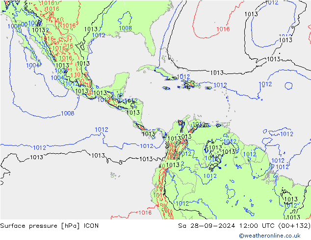 Surface pressure ICON Sa 28.09.2024 12 UTC