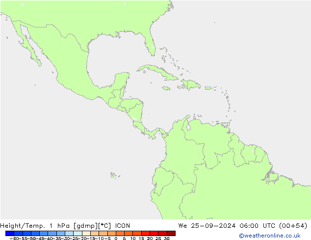 Height/Temp. 1 гПа ICON ср 25.09.2024 06 UTC