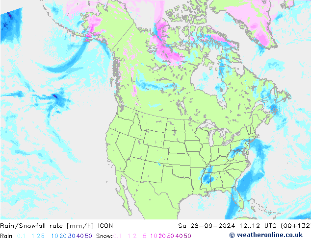 Regen/Sneeuwval ICON za 28.09.2024 12 UTC