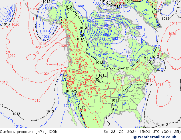 ciśnienie ICON so. 28.09.2024 15 UTC