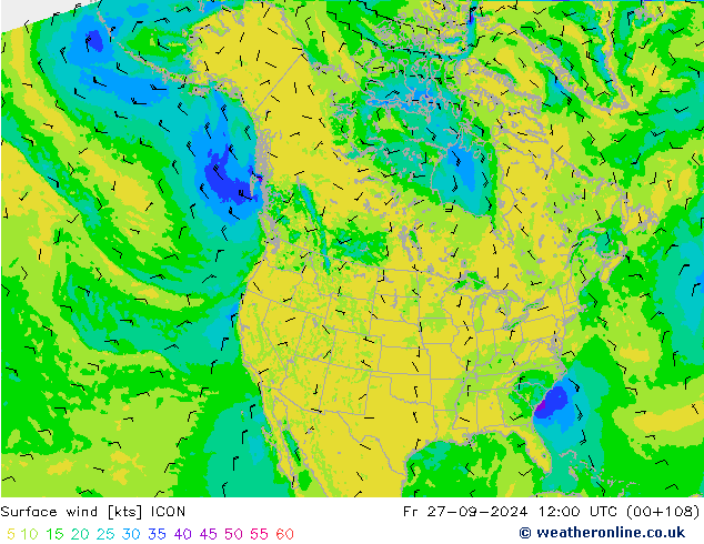 Bodenwind ICON Fr 27.09.2024 12 UTC