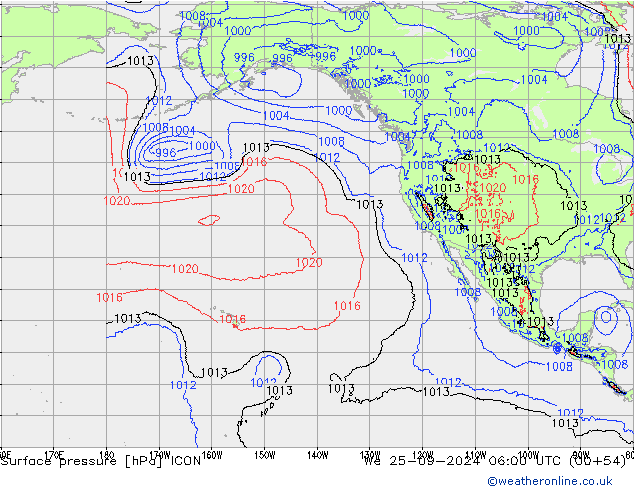 pression de l'air ICON mer 25.09.2024 06 UTC