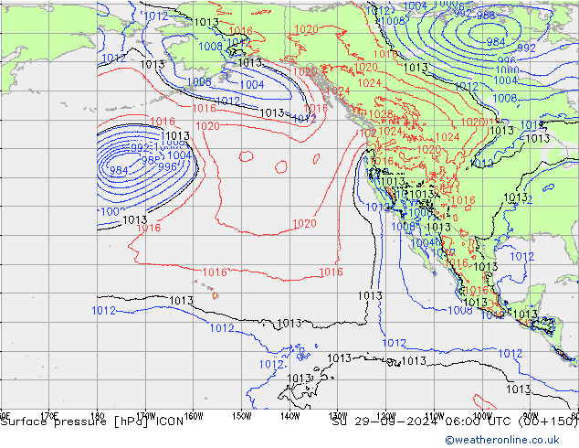 Luchtdruk (Grond) ICON zo 29.09.2024 06 UTC