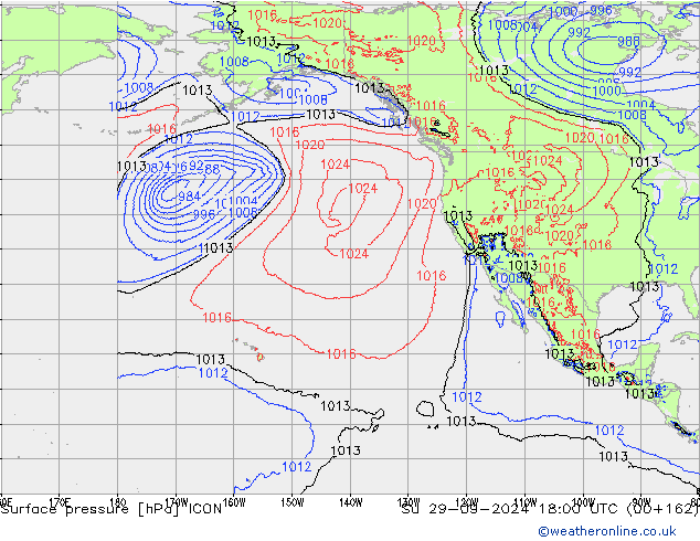 Pressione al suolo ICON dom 29.09.2024 18 UTC