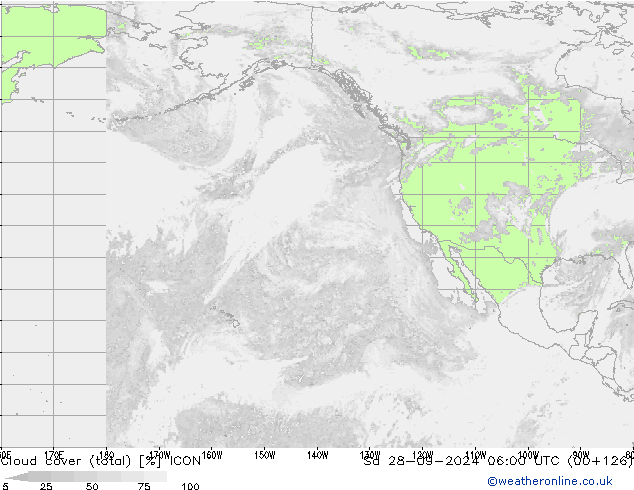 Nubes (total) ICON sáb 28.09.2024 06 UTC