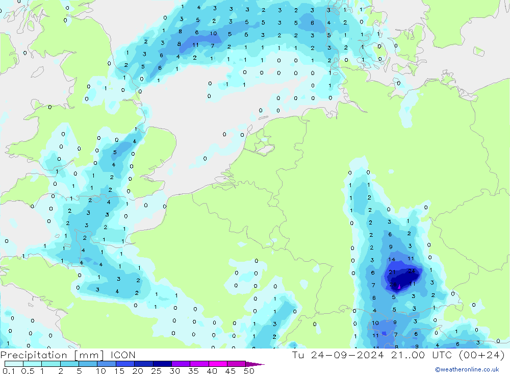 Precipitazione ICON mar 24.09.2024 00 UTC