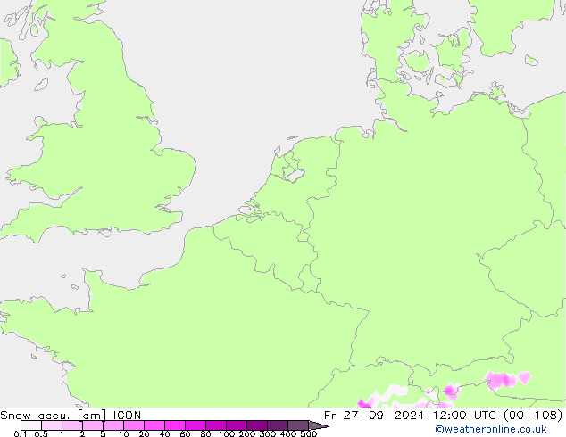 Snow accu. ICON ven 27.09.2024 12 UTC