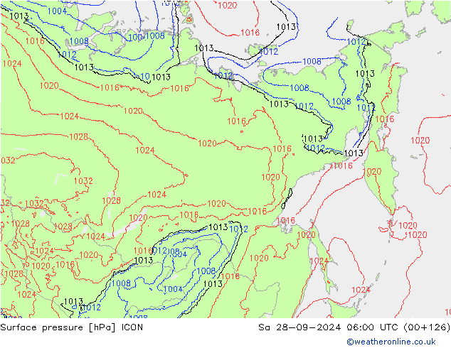 Yer basıncı ICON Cts 28.09.2024 06 UTC