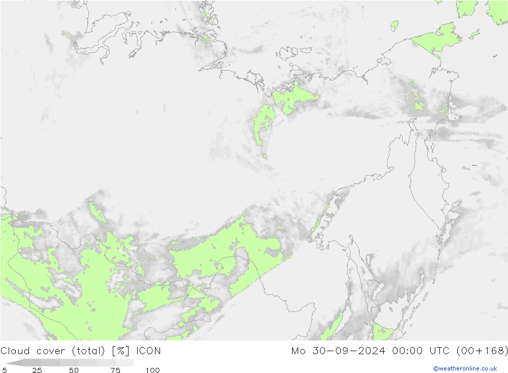 Bewolking (Totaal) ICON ma 30.09.2024 00 UTC