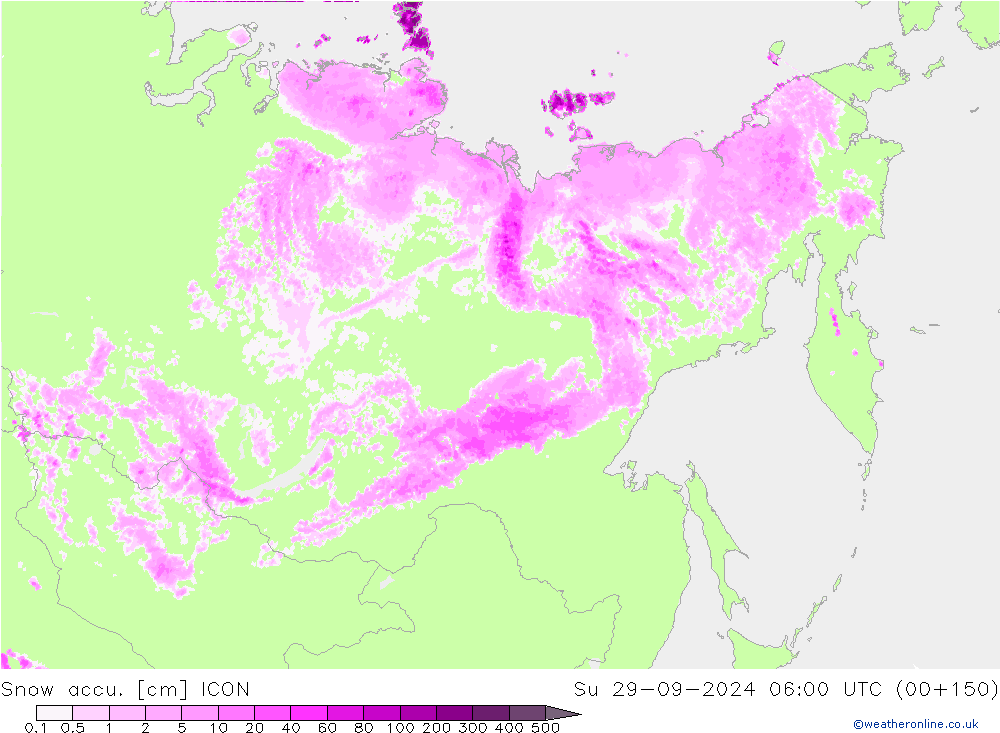 Snow accu. ICON Ne 29.09.2024 06 UTC