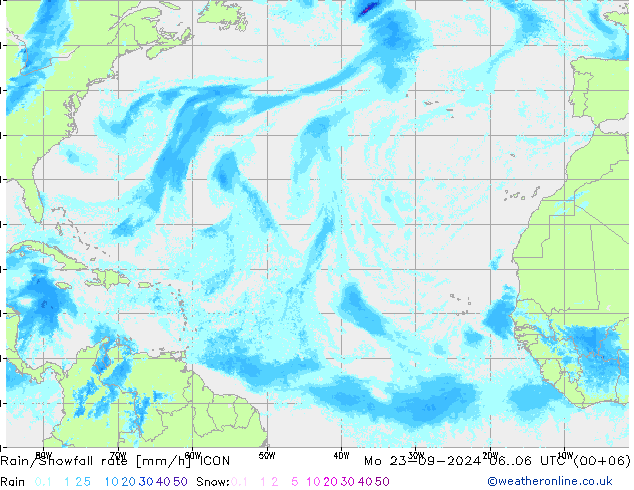 Regen/Sneeuwval ICON ma 23.09.2024 06 UTC