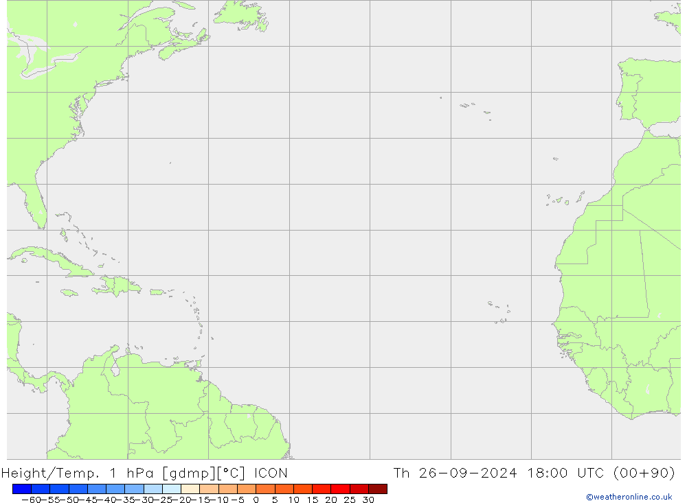 Height/Temp. 1 гПа ICON чт 26.09.2024 18 UTC