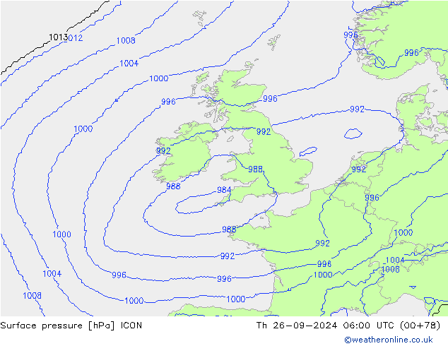 pression de l'air ICON jeu 26.09.2024 06 UTC